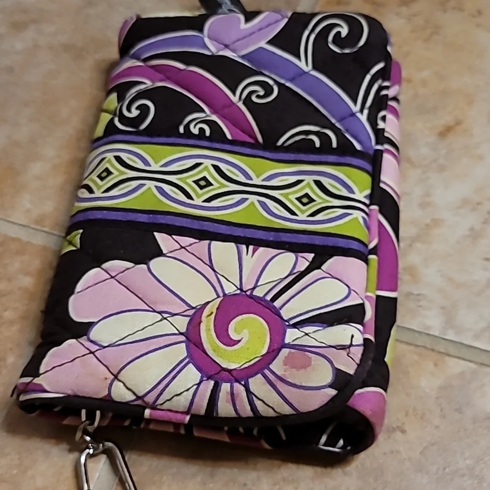 PURPLE PUNCH Vera Bradley Compact TAXI Wallet Clutch Bi-Fold ID Key Chain Coin - Picture 5 of 9